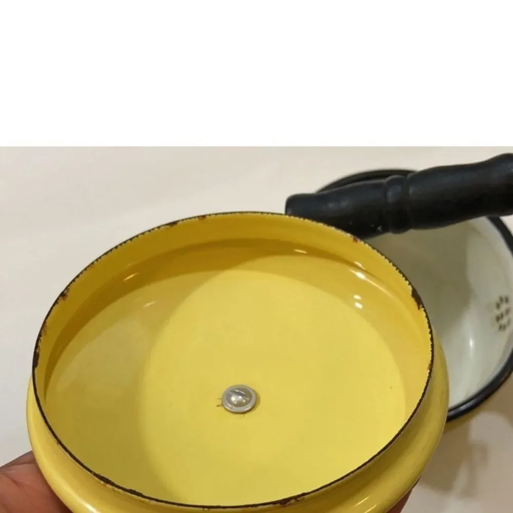Vintage Yellow Teapot with Black Accents